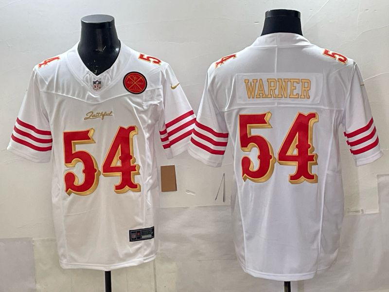 Men 2025 Nike San Francisco 49ers #54 Warner White 5th generation Limited NFL Jersey 048